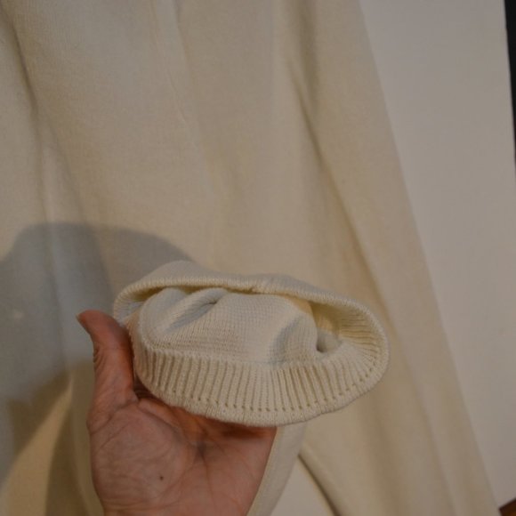 BONNIE BOERER & COMPANY (R) Ramie-Cotton White Wool Knit Pants Women Stretchy S - Picture 7 of 10